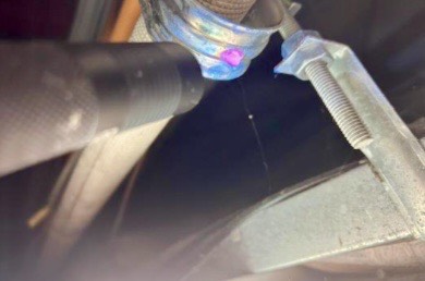 室内にて発光反応(ピンク)を確認