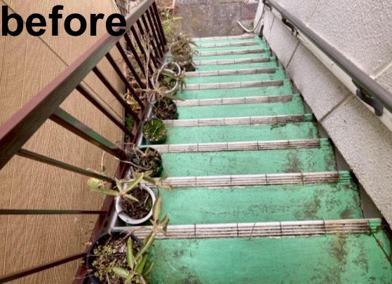 階段長尺シート貼り