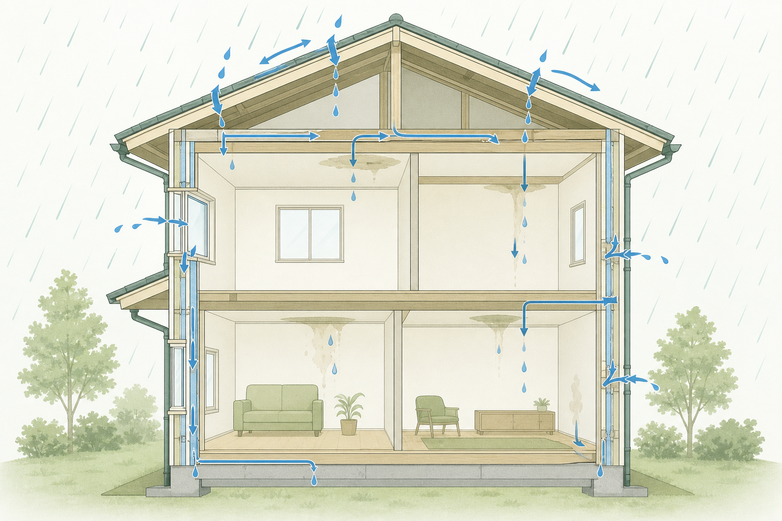雨漏りを修理しても直らない原因｜再発時に工事前に確認したい調査の進め方